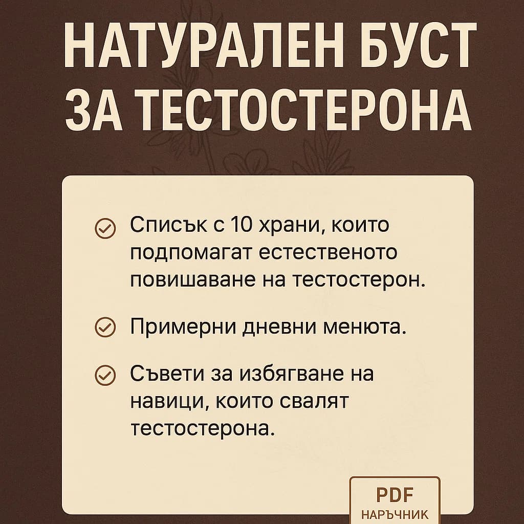 ПОДАРЪК - Как да поддържаш високи нива на тестостерон естествено? - PDF Наръчник