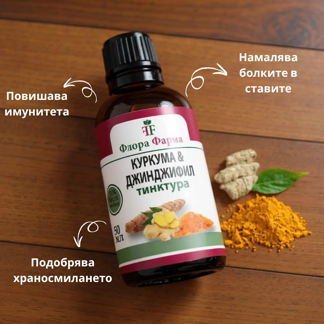 Куркума и джинджифил – тинктура 50 мл - при възпалени стави