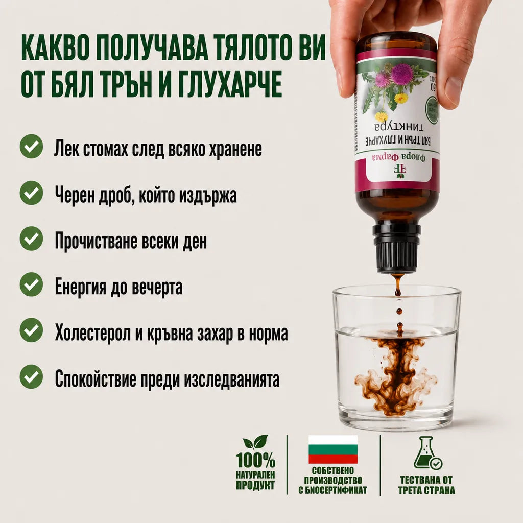 Бял трън и глухарче – тинктура 50 мл - за черен дроб и жлъчка