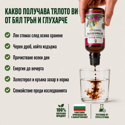 Бял трън и глухарче – тинктура 50 мл - за черен дроб и жлъчка