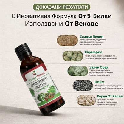 Антипаразитна програма – тинктура 100 мл - убива паразити, бактерии и гъбички