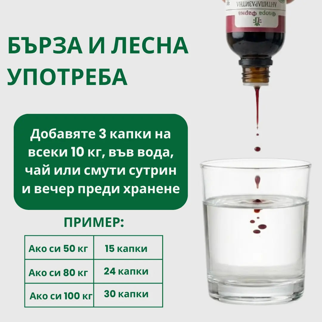 Антипаразитна програма – тинктура 100 мл - убива паразити, бактерии и гъбички