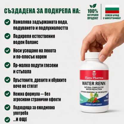 УОТЪР РЕНН – хранителна добавка 100 капсули, 500 мг - против задържана вода