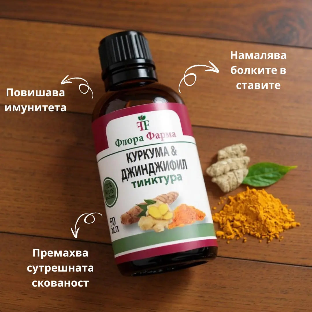 Куркума и джинджифил – тинктура 50 мл - при болки в ставите